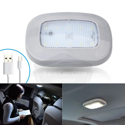 Luz de techo interior para coche, gris, magnética, para maletero, con imán, recargable por USB, luz interior para coche, LED blanco