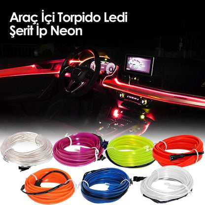 Luz LED de neón de 2 metros para salpicadero de coche, de colores