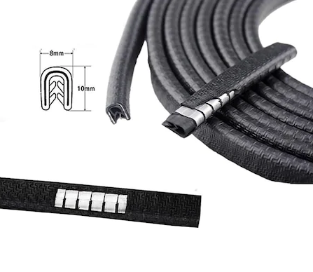 Burlete protector para puertas de coche, anticolisión, antiarañazos, tipo U, negro, 5 metros