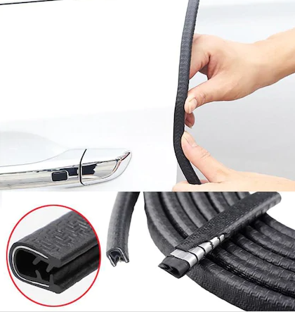 Burlete protector para puertas de coche, anticolisión, antiarañazos, tipo U, negro, 5 metros