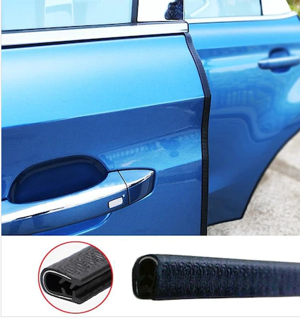 Burlete protector para puertas de coche, anticolisión, antiarañazos, tipo U, negro, 5 metros