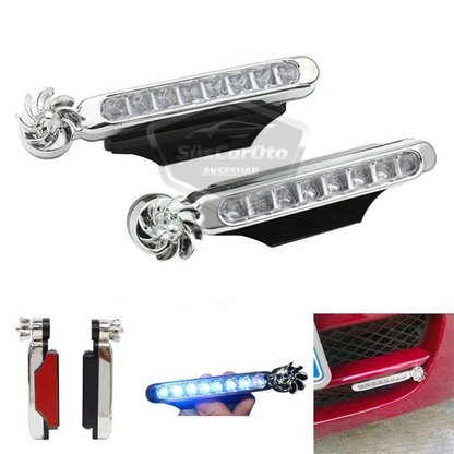 ONG76 - Luz diurna para coche de 8 ledes, inalámbrica, energía eólica, sin electricidad, impermeable, azul