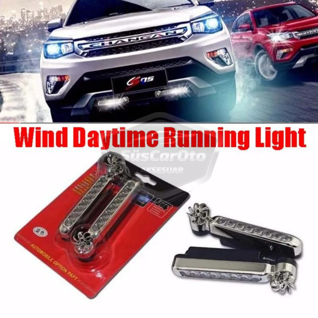 ONG76 - Luz diurna para coche de 8 ledes, inalámbrica, energía eólica, sin electricidad, impermeable, azul