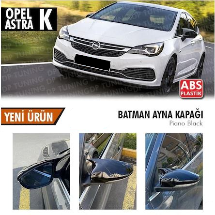 Opel Astra K Batman Tapas de espejo murciélago Piano Black Plástico ABS