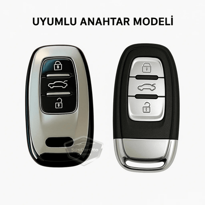 Funda de silicona compatible con Audi A1 A3 A4 A5 A6 A7 A8 Q3 Q5 Q7 S4 S5 S6 S7 S8 R8 TT Quattro, carcasa protectora para llave de coche, llavero amortiguador, color gris titanio oscuro PNT101