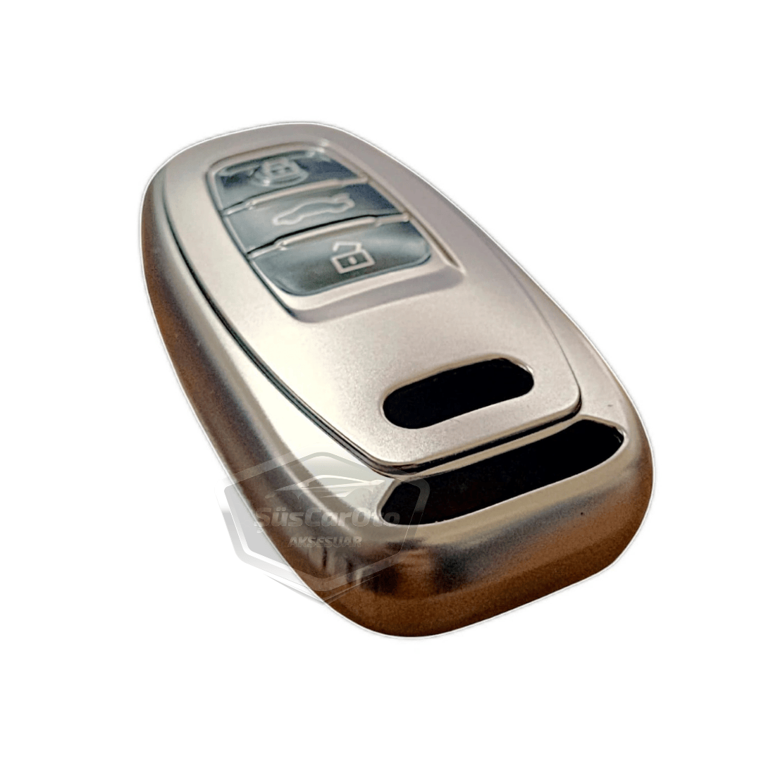Funda de silicona compatible con Audi A1 A3 A4 A5 A6 A7 A8 Q3 Q5 Q7 S4 S5 S6 S7 S8 R8 TT Quattro, carcasa protectora para llave de coche, llavero amortiguador, color gris titanio oscuro PNT101