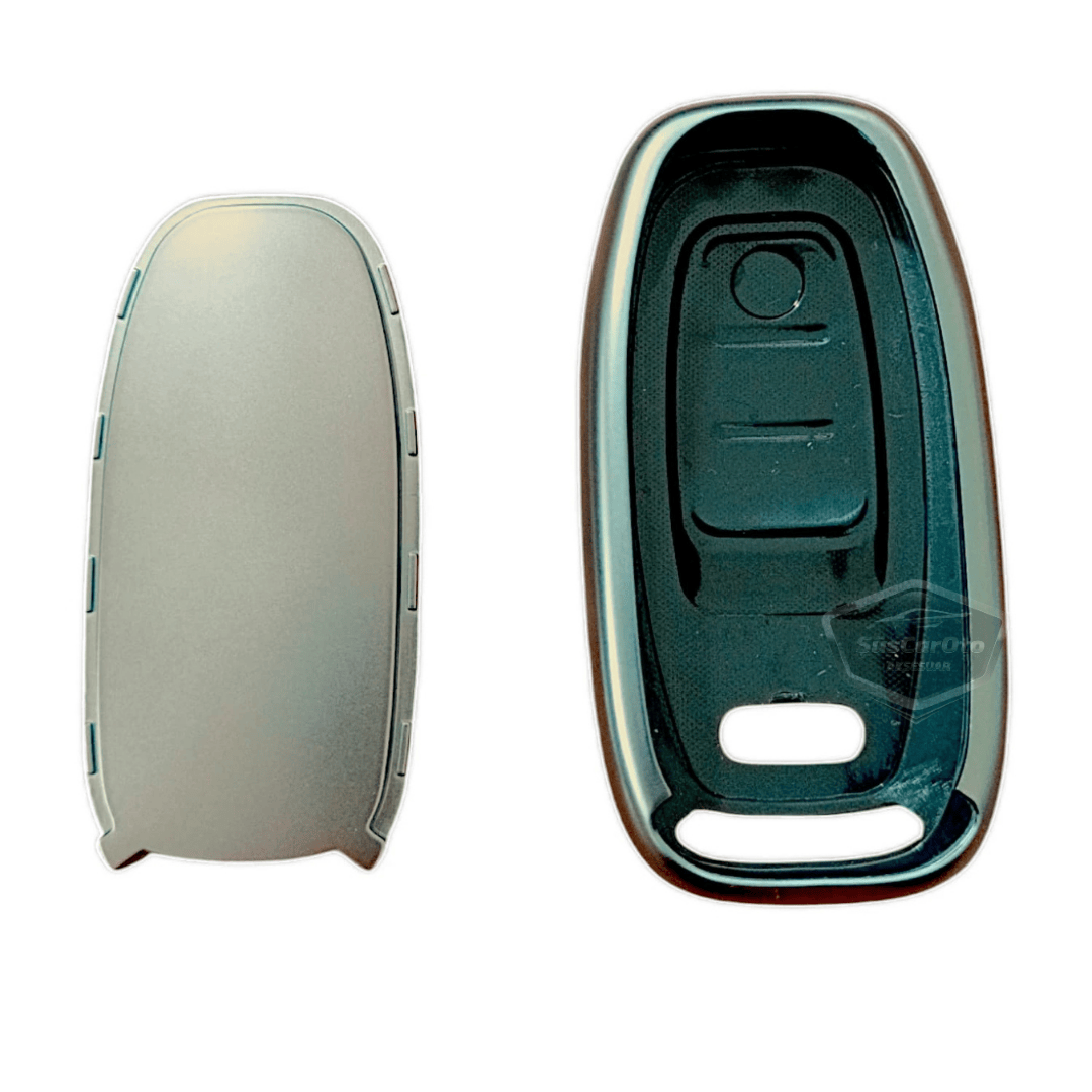 Funda de silicona compatible con Audi A1 A3 A4 A5 A6 A7 A8 Q3 Q5 Q7 S4 S5 S6 S7 S8 R8 TT Quattro, carcasa protectora para llave de coche, llavero amortiguador, color gris titanio oscuro PNT101