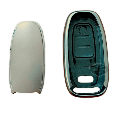 Funda de silicona compatible con Audi A1 A3 A4 A5 A6 A7 A8 Q3 Q5 Q7 S4 S5 S6 S7 S8 R8 TT Quattro, carcasa protectora para llave de coche, llavero amortiguador, color gris titanio oscuro PNT101