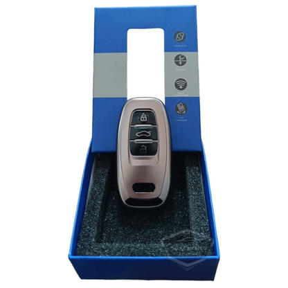 Funda de silicona compatible con Audi A1 A3 A4 A5 A6 A7 A8 Q3 Q5 Q7 S4 S5 S6 S7 S8 R8 TT Quattro, carcasa protectora para llave de coche, llavero amortiguador, color gris titanio oscuro PNT101