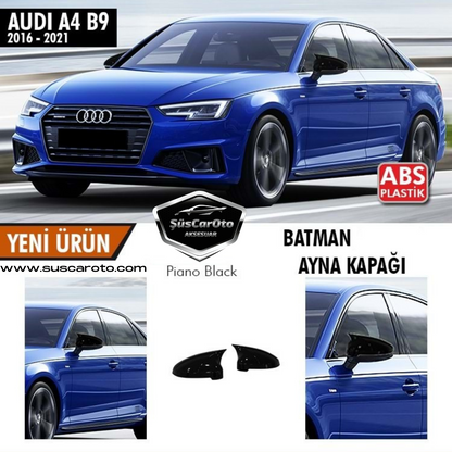 Cubiertas de espejo Batman murciélago con intermitente Audi A4 B9 2016-2021 ABS Plástico Piano Negro