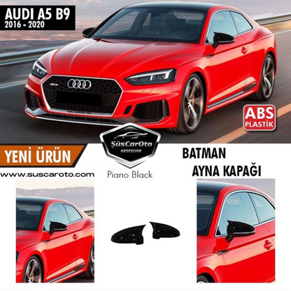 Audi A5 B9 Señalizador 2016-2020 Tapa de Espejo Batwing Murciélago Piano Negro Plástico ABS