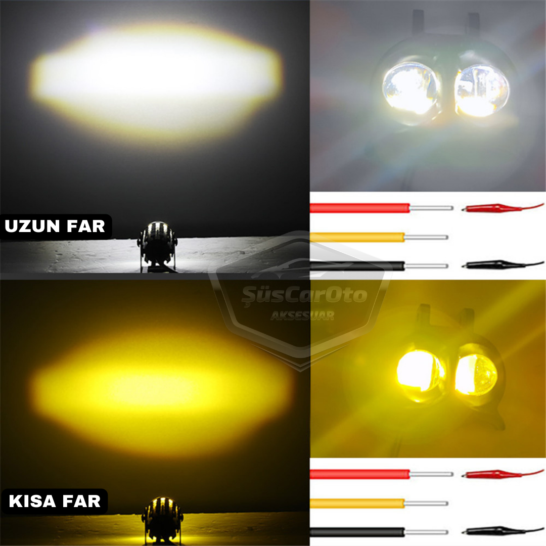 Faro antiniebla búho, doble color amarillo-blanco, para coche, motocicleta, todoterreno, lámpara LED, proyector de haz perforador/difusor, 50W, de metal, para trabajo en campo, 1 pieza, ONG41