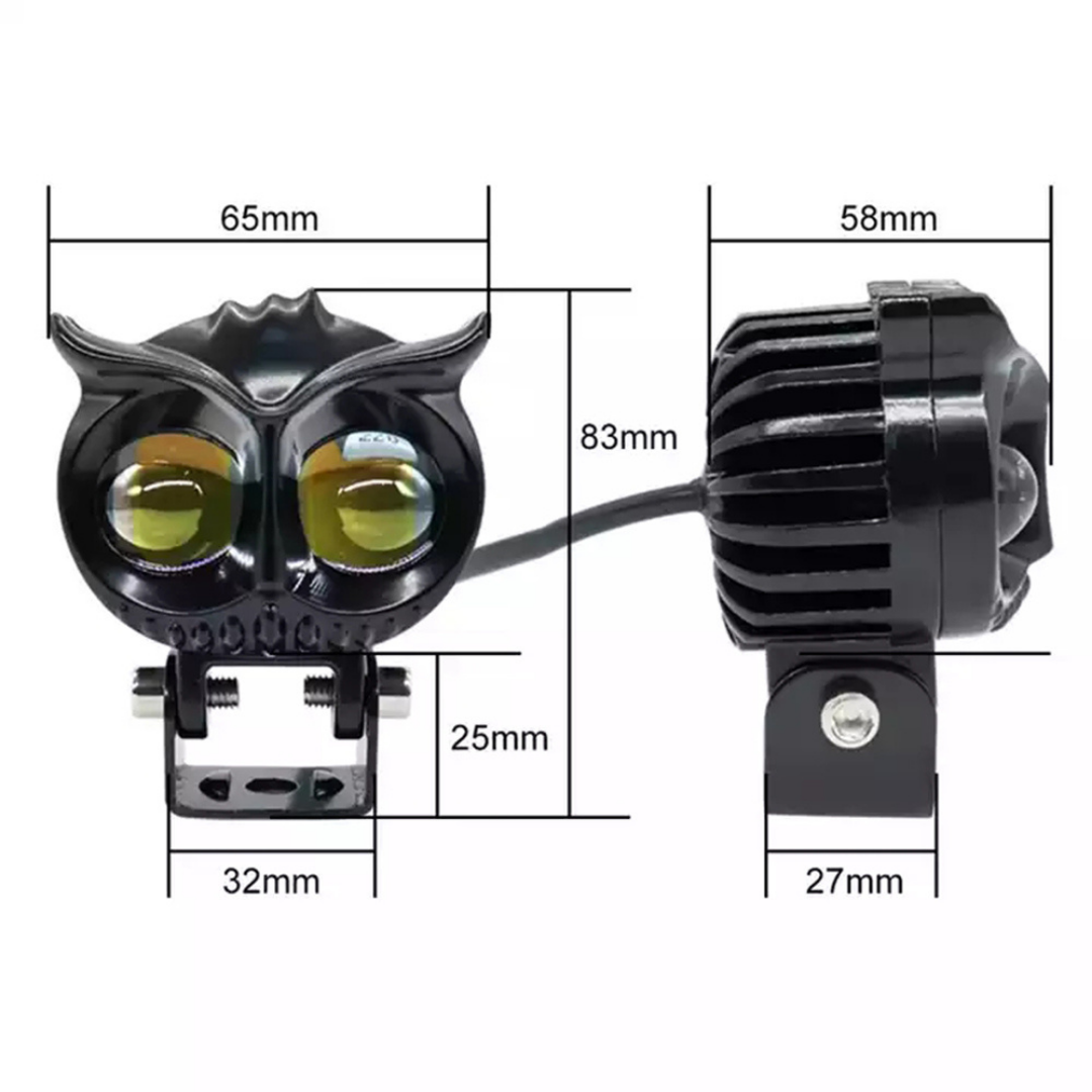 Faro antiniebla búho, doble color amarillo-blanco, para coche, motocicleta, todoterreno, lámpara LED, proyector de haz perforador/difusor, 50W, de metal, para trabajo en campo, 1 pieza, ONG41