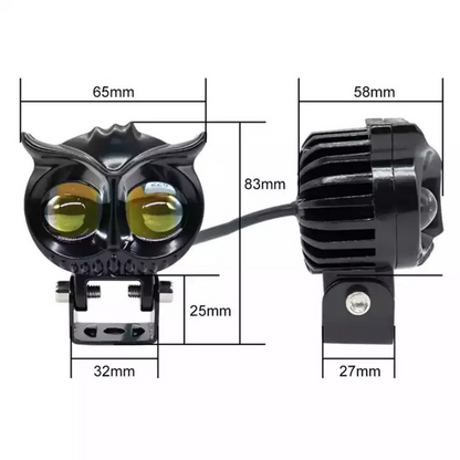 Faro antiniebla búho, doble color amarillo-blanco, para coche, motocicleta, todoterreno, lámpara LED, proyector de haz perforador/difusor, 50W, de metal, para trabajo en campo, 1 pieza, ONG41