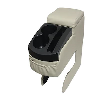Reposabrazos de cuero universal de doble portavasos sin instalación ni tornillos, apto para cualquier vehículo