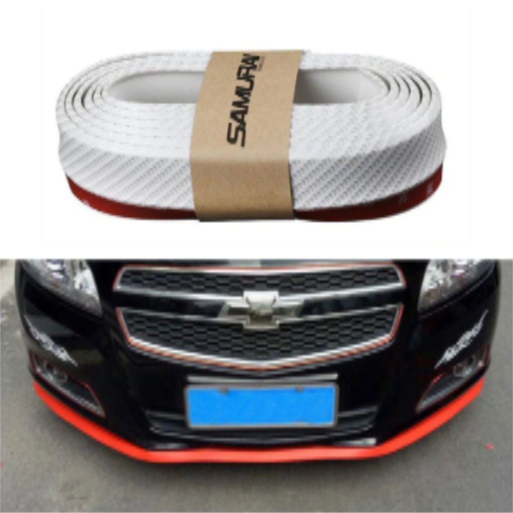 SAMURAI Ez Lip Labio Delantero de Color Flexible Suave Adhesivo 3M Adicional 2.5 m Blanco Carbono
