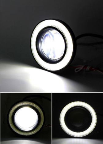 Faro Antiniebla Angel de Lente Universal Metálico Resistente al Agua 89mm con Ojos de Ángel Blancos