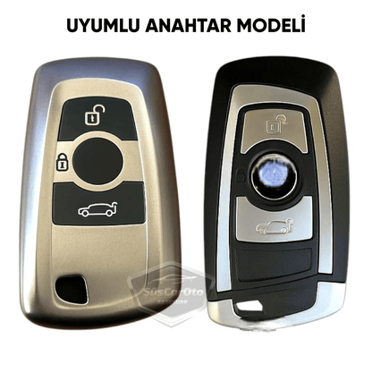 Funda de silicona para llave de coche BMW Serie 1 3 5 7 F30 F25 F20 F18 F16 F15 F10 y X1 X3 X4 X5, funda para llave de coche, llavero amortiguador, gris titanio oscuro PNT111