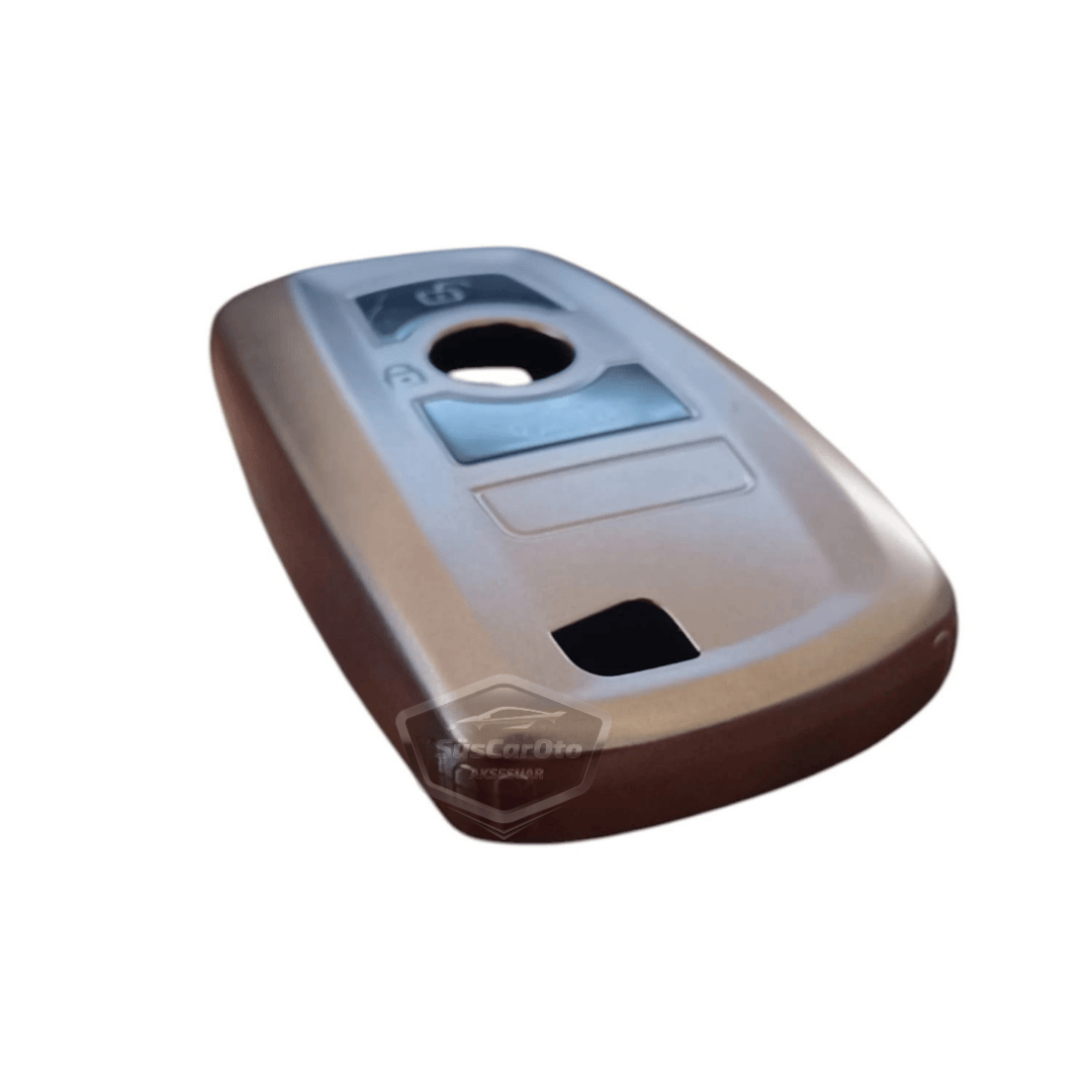 Funda de silicona para llave de coche BMW Serie 1 3 5 7 F30 F25 F20 F18 F16 F15 F10 y X1 X3 X4 X5, funda para llave de coche, llavero amortiguador, gris titanio oscuro PNT111