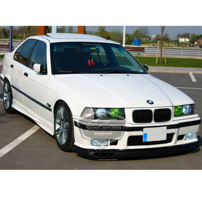 Labio universal Laguna compatible con BMW Serie 3 E36 1990-2000, labio delantero flexible de 2 piezas, extensión de parachoques delantero, faldón deflector de guardabarros