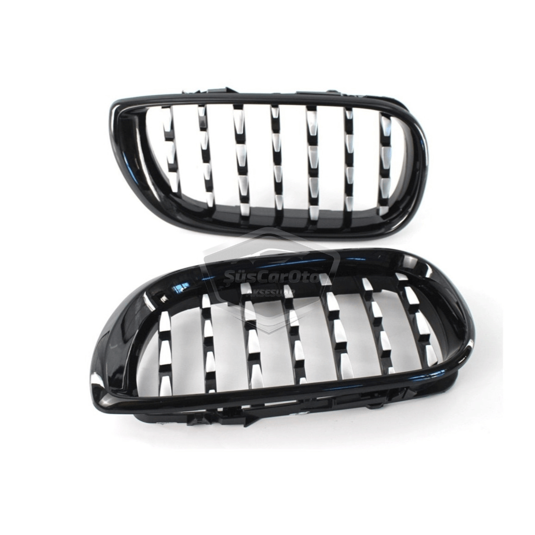 Parilla frontal de riñón cromada tipo diamante para BMW Serie 3 E46 LCI 2002-2005, importada, color negro piano, 1.ª clase, juego derecho e izquierdo.