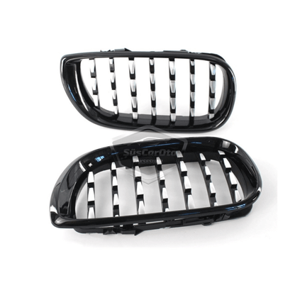 Parilla frontal de riñón cromada tipo diamante para BMW Serie 3 E46 LCI 2002-2005, importada, color negro piano, 1.ª clase, juego derecho e izquierdo.