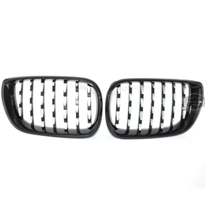 Parilla frontal de riñón cromada tipo diamante para BMW Serie 3 E46 LCI 2002-2005, importada, color negro piano, 1.ª clase, juego derecho e izquierdo.