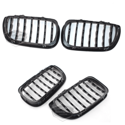 Parilla frontal de riñón cromada tipo diamante para BMW Serie 3 E46 LCI 2002-2005, importada, color negro piano, 1.ª clase, juego derecho e izquierdo.