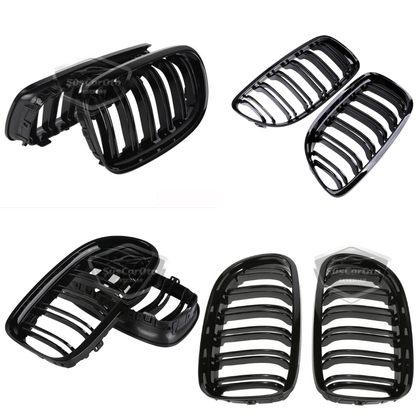 BMW Serie 3 E90 LCI 2008-2011 Compatible Rejilla Delantera Aspecto M3 Doble Línea Importado Negro Piano 1ª Clase Juego Derecho Izquierdo