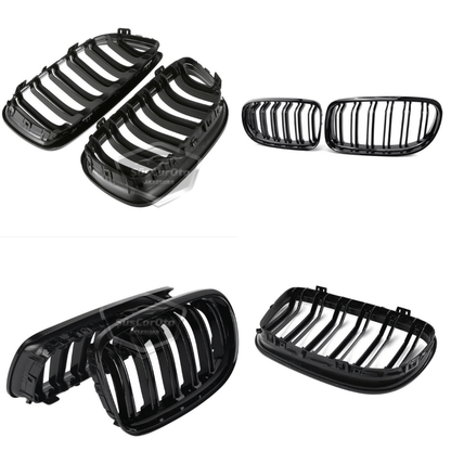 BMW Serie 3 E90 LCI 2008-2011 Compatible Rejilla Delantera Aspecto M3 Doble Línea Importado Negro Piano 1ª Clase Juego Derecho Izquierdo