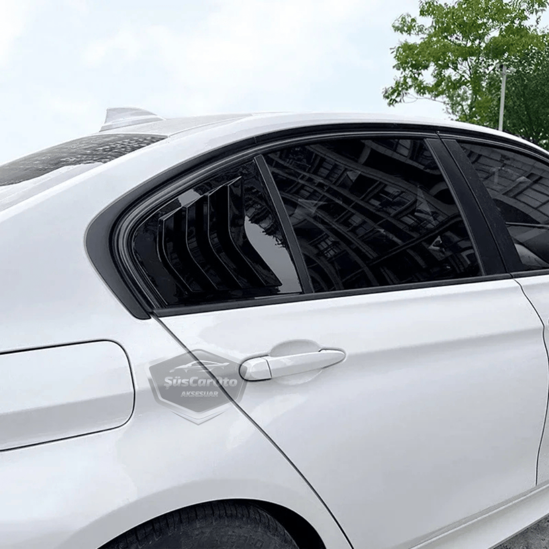 BMW Serie 3 F30 2012-2018 Compatible con rejilla de ventana de ventilación, visera de ventana de ventilación, importada, derecha e izquierda, juego, negro brillante, 1ra clase