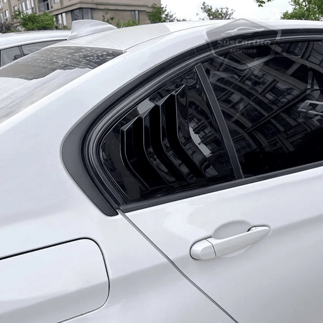 BMW Serie 3 F30 2012-2018 Compatible con rejilla de ventana de ventilación, visera de ventana de ventilación, importada, derecha e izquierda, juego, negro brillante, 1ra clase