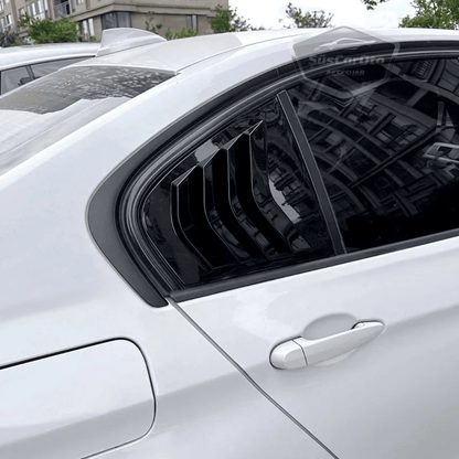 BMW Serie 3 F30 2012-2018 Compatible con rejilla de ventana de ventilación, visera de ventana de ventilación, importada, derecha e izquierda, juego, negro brillante, 1ra clase