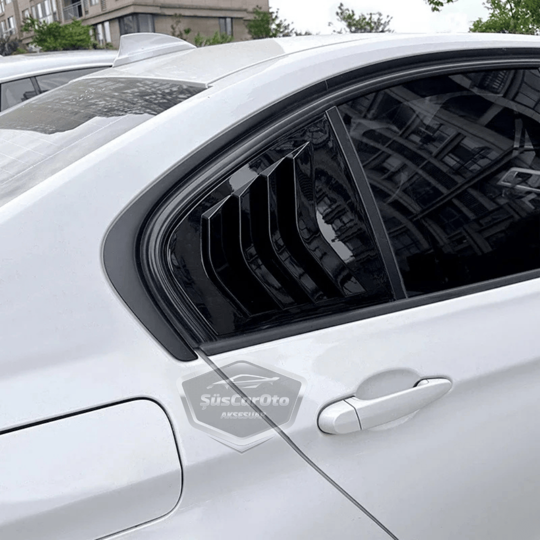 BMW Serie 3 F30 2012-2018 Compatible con rejilla de ventana de ventilación, visera de ventana de ventilación, importada, derecha e izquierda, juego, negro brillante, 1ra clase