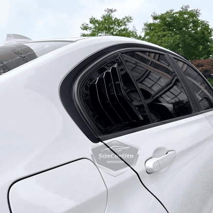BMW Serie 3 F30 2012-2018 Compatible con rejilla de ventana de ventilación, visera de ventana de ventilación, importada, derecha e izquierda, juego, negro brillante, 1ra clase