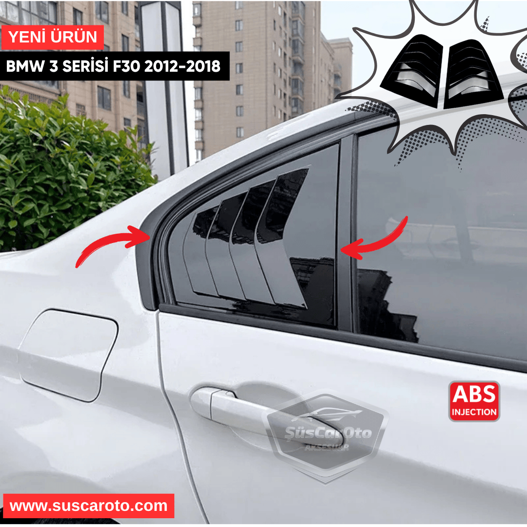 BMW Serie 3 F30 2012-2018 Compatible con rejilla de ventana de ventilación, visera de ventana de ventilación, importada, derecha e izquierda, juego, negro brillante, 1ra clase