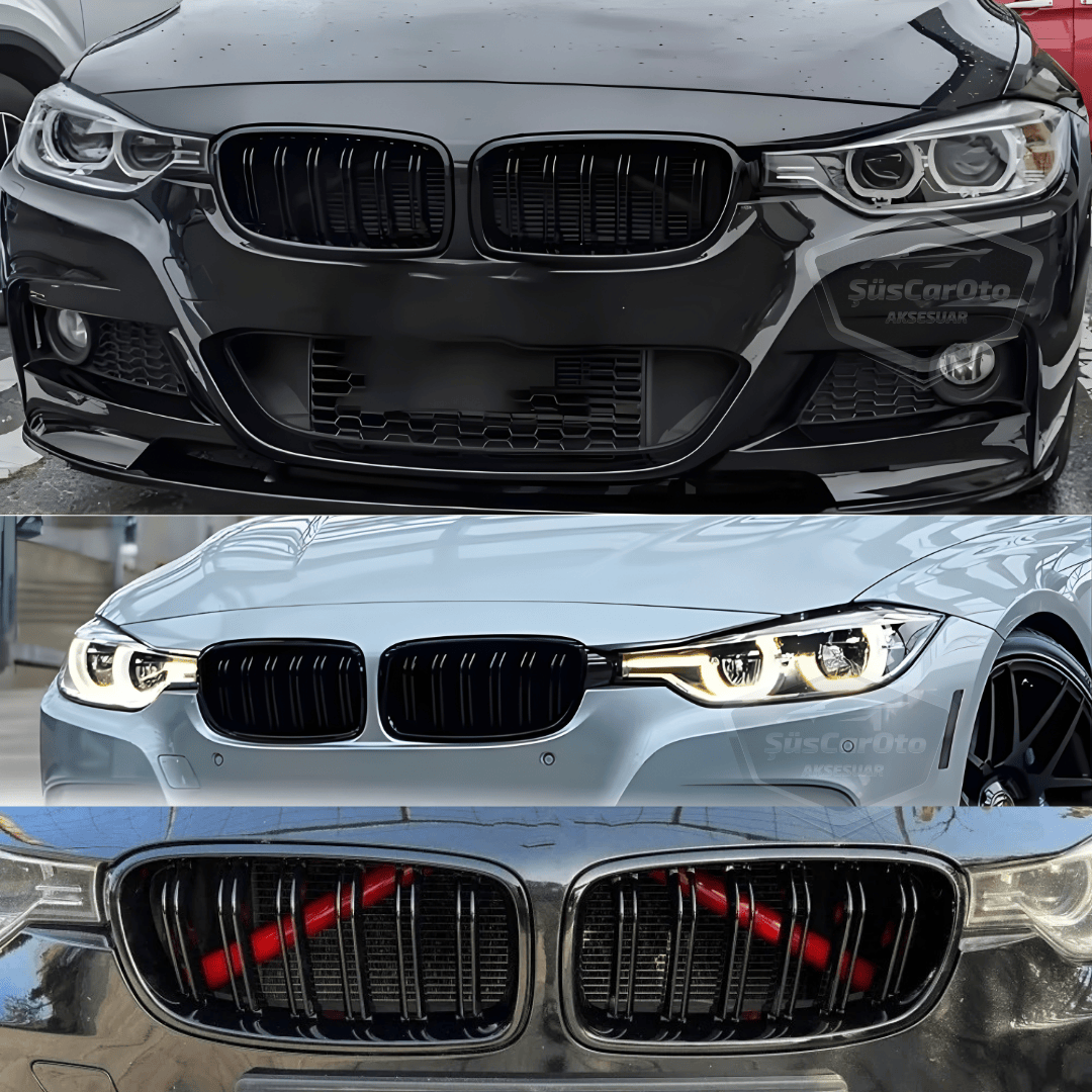 Bmw Serie 3 F30 2012-2018 Compatible Parrilla Frontal Riñón Aspecto M3 Doble Línea Importado Piano Negro 1ra Calidad Set Derecho Izquierdo