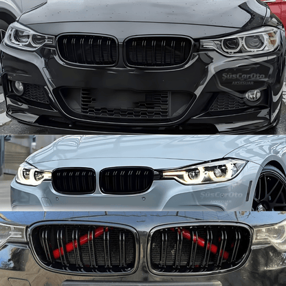 Bmw Serie 3 F30 2012-2018 Compatible Parrilla Frontal Riñón Aspecto M3 Doble Línea Importado Piano Negro 1ra Calidad Set Derecho Izquierdo