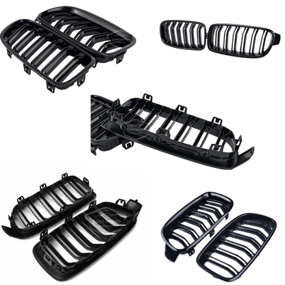 Bmw Serie 3 F30 2012-2018 Compatible Parrilla Frontal Riñón Aspecto M3 Doble Línea Importado Piano Negro 1ra Calidad Set Derecho Izquierdo