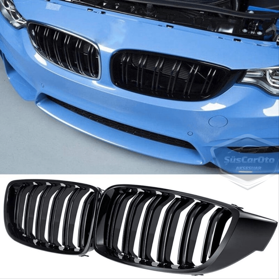 BMW Serie 4 F32 F33 F36 2013-2019 Rejillas delanteras compatibles Aspecto M4 Doble línea Piano Black importado 1ª Calidad Juego Derecho Izquierdo