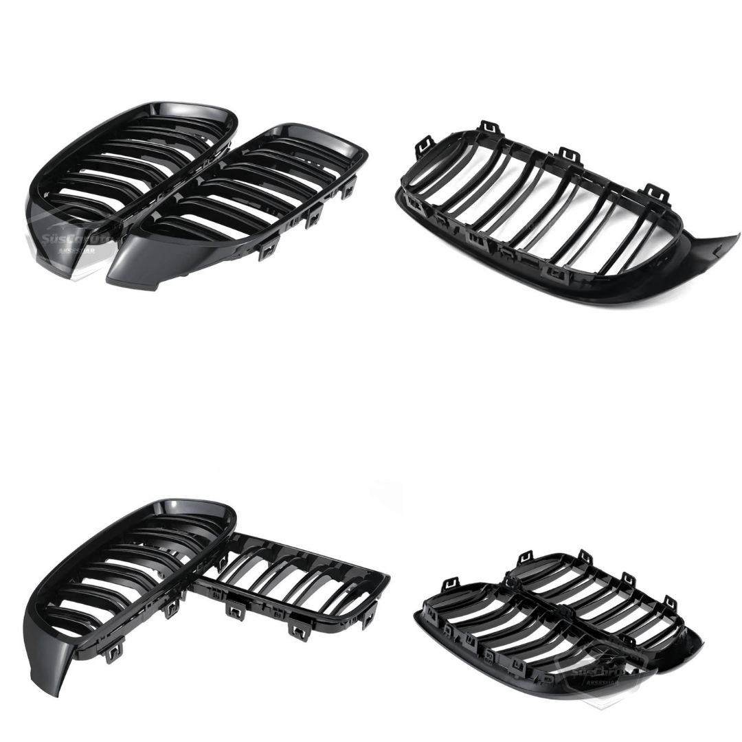 BMW Serie 4 F32 F33 F36 2013-2019 Rejillas delanteras compatibles Aspecto M4 Doble línea Piano Black importado 1ª Calidad Juego Derecho Izquierdo
