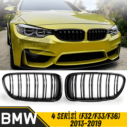 BMW Serie 4 F32 F33 F36 2013-2019 Rejillas delanteras compatibles Aspecto M4 Doble línea Piano Black importado 1ª Calidad Juego Derecho Izquierdo