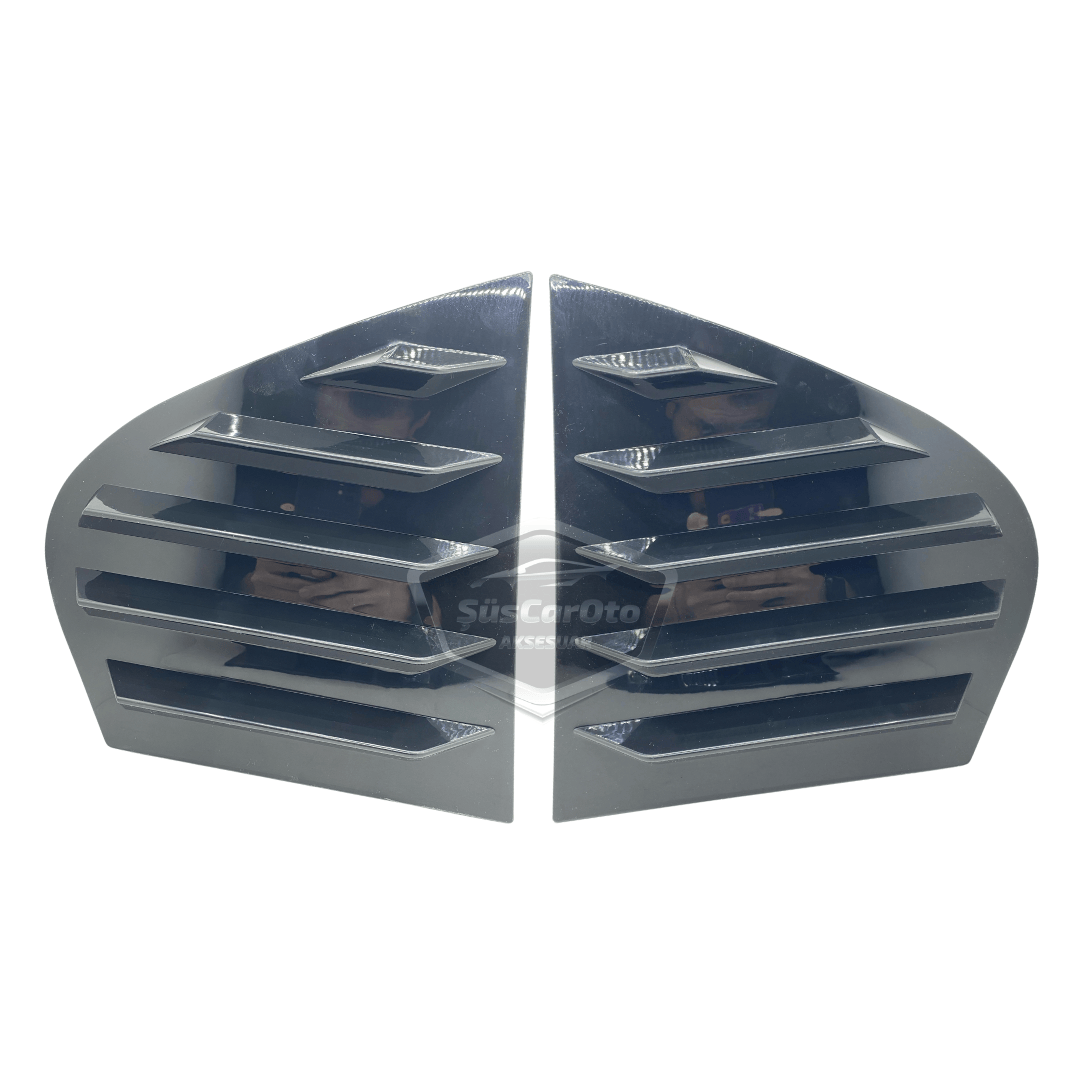 Rejilla de ventana deflectora de ventilación lateral derecha e izquierda brillante negra compatible con BMW Serie 5 E60-E60 LCI 2003-2010