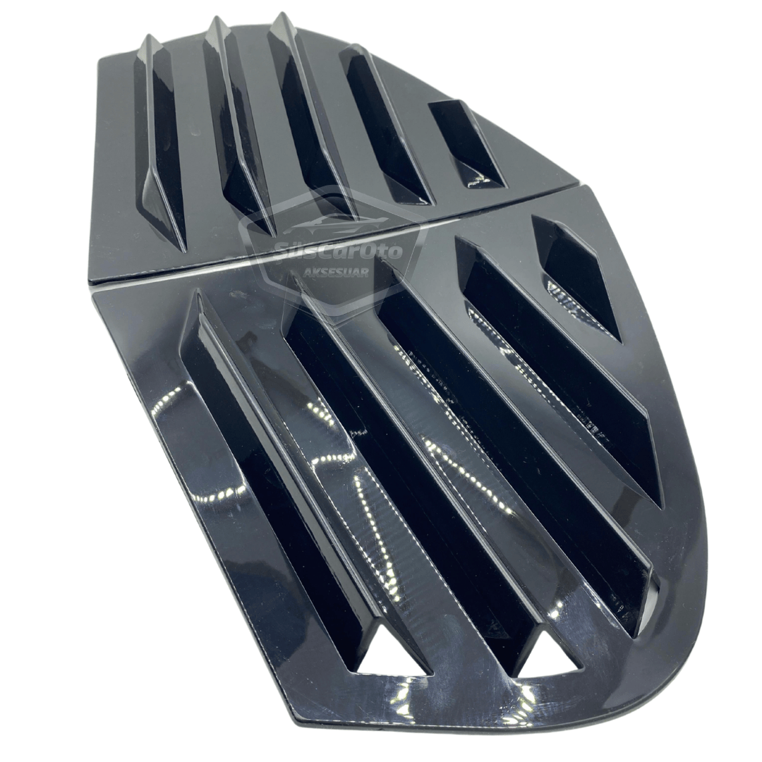 Rejilla de ventana deflectora de ventilación lateral derecha e izquierda brillante negra compatible con BMW Serie 5 E60-E60 LCI 2003-2010