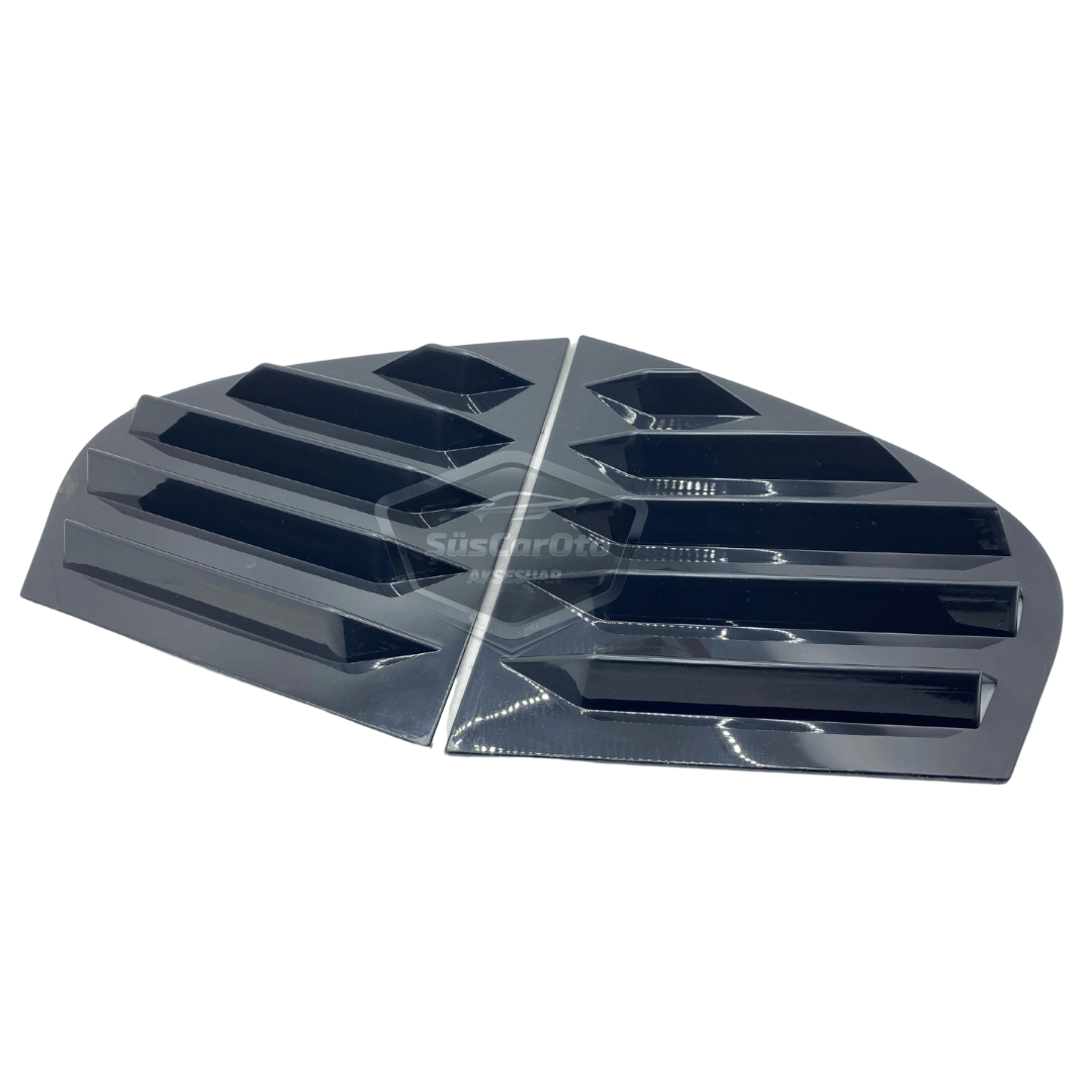 Rejilla de ventana deflectora de ventilación lateral derecha e izquierda brillante negra compatible con BMW Serie 5 E60-E60 LCI 2003-2010