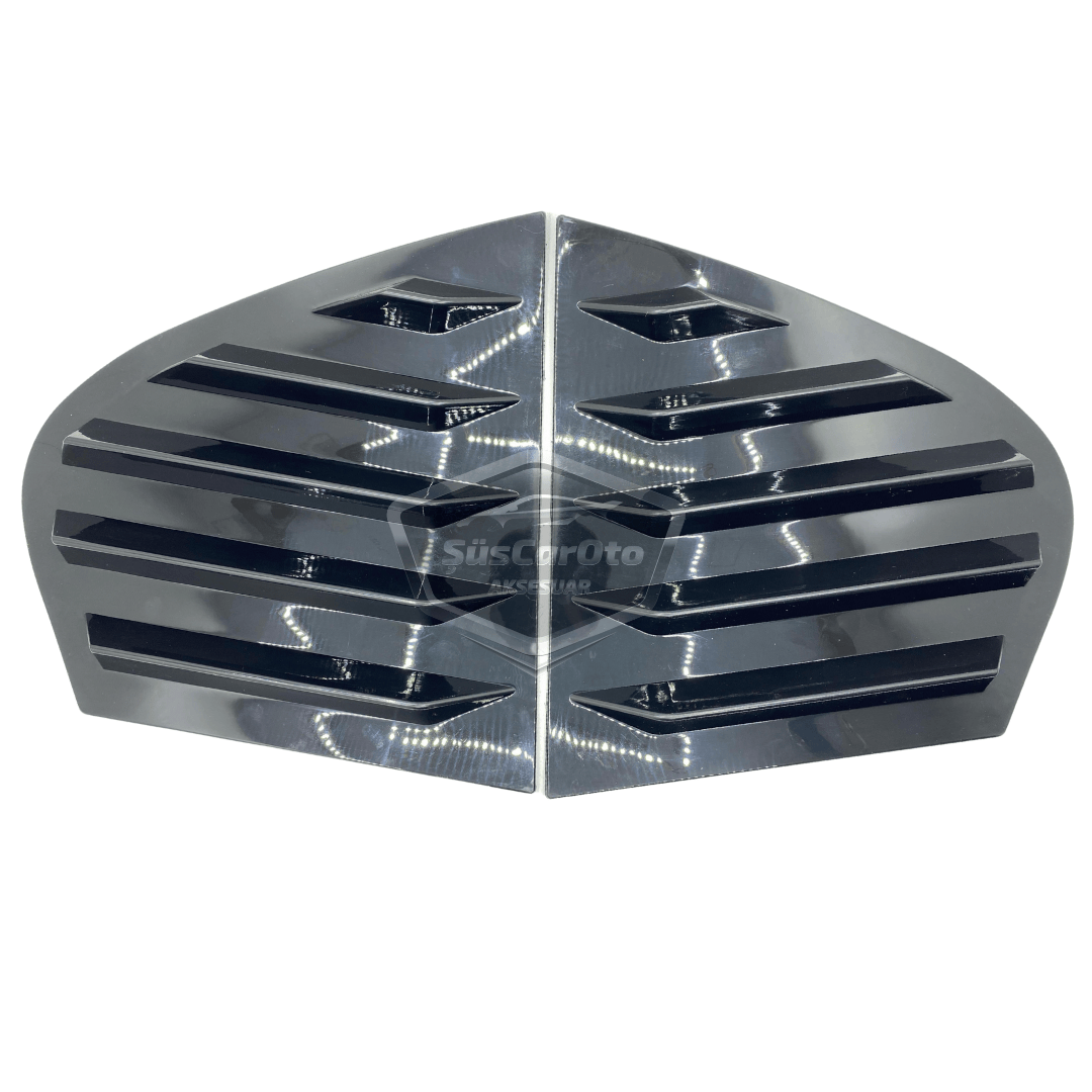 Rejilla de ventana deflectora de ventilación lateral derecha e izquierda brillante negra compatible con BMW Serie 5 E60-E60 LCI 2003-2010