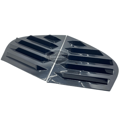 Rejilla de ventana deflectora de ventilación lateral derecha e izquierda brillante negra compatible con BMW Serie 5 E60-E60 LCI 2003-2010
