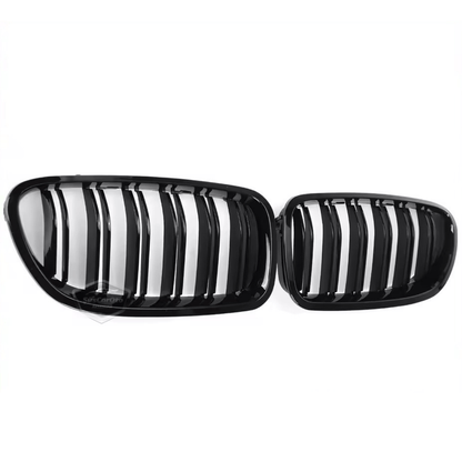 Rejilla delantera riñón compatible con BMW Serie 5 F10 2010-2017 Estilo M5 Doble línea Importado Negro piano 1ª clase Juego derecho e izquierdo