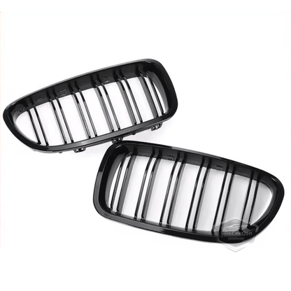 Rejilla delantera riñón compatible con BMW Serie 5 F10 2010-2017 Estilo M5 Doble línea Importado Negro piano 1ª clase Juego derecho e izquierdo