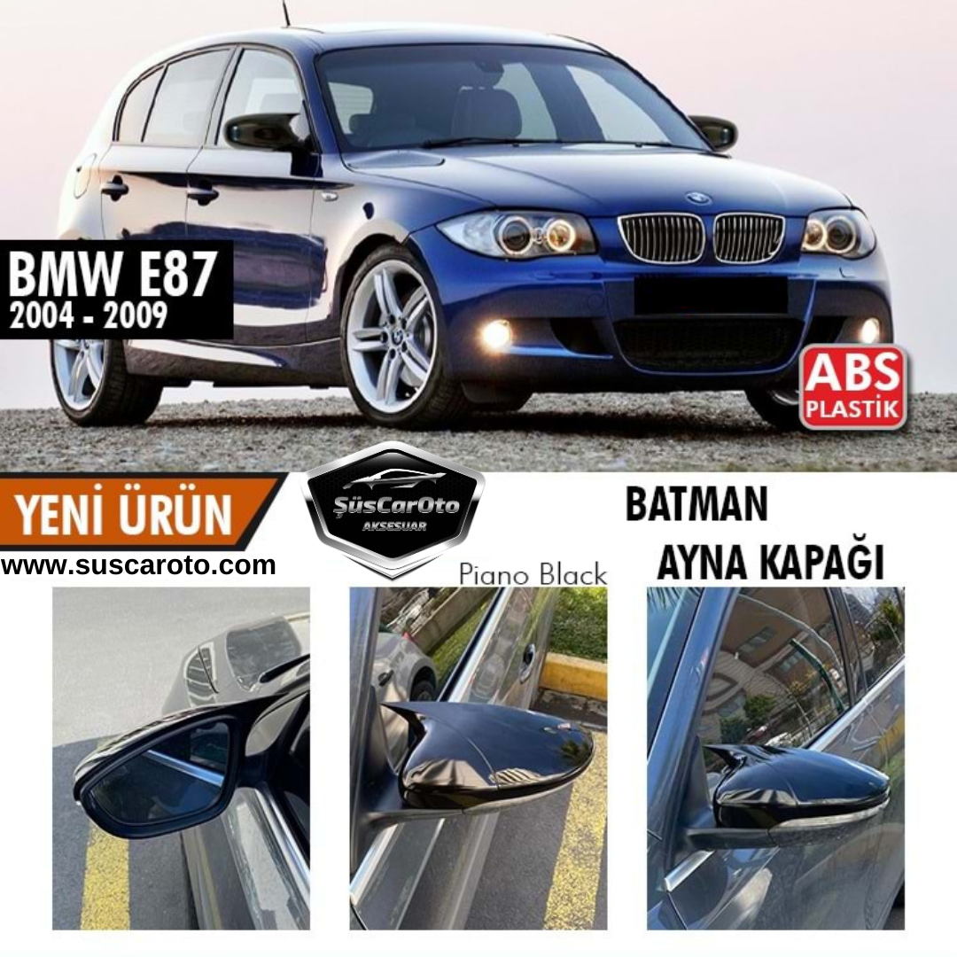 Tapas de espejo estilo Batman para BMW E87 Serie 1 pre-restyling (2004-2009) en negro piano, plástico ABS